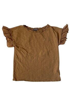 Emile et Ida Brown Flutter Ruffle Sleeve Tee Size 4Y